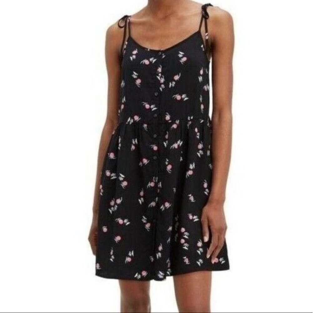 LEVI'S Tie Strap Beach‎ Floral Print Button Front Dress